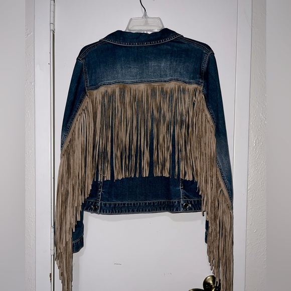 Chico’s Denim Jacket with fringe - Picture 5 of 7